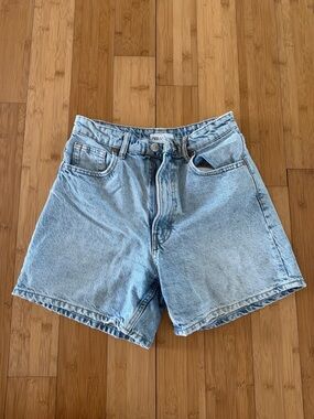 Zara Light Blue High-Waist Denim Shorts